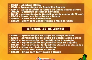 Programação São João em Santo Antônio de Lisboa