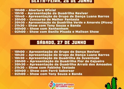Programação São João em Santo Antônio de Lisboa