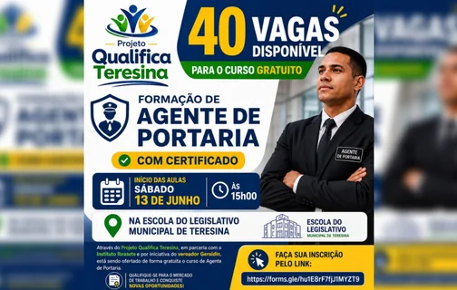 Projeto Qualifica Teresina oferece curso gratuito de Agente de Portaria com certificado