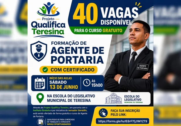 Projeto Qualifica Teresina oferece curso gratuito de Agente de Portaria com certificado