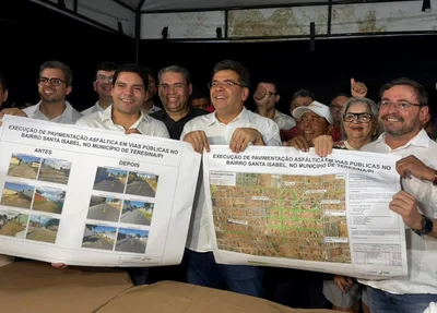 Rafael Fonteles e Leonardo Sobral vistoriam ruas asfaltadas e sinalizadas na zona leste de Teresina