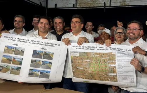 Rafael Fonteles e Leonardo Sobral vistoriam ruas asfaltadas e sinalizadas na zona leste de Teresina