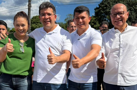 Rubens Vieira acompanha Rafael Fonteles na inauguração de 40 mil m² de asfalto em Agricolândia