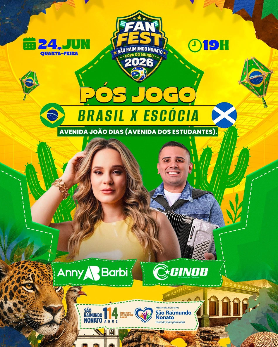 São Raimundo Nonato terá Fan Fest para Brasil x Escócia e abertura dos festejos