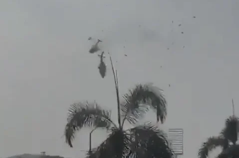 Vídeo mostra momento de colisão entre helicópteros