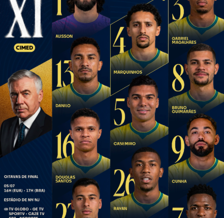 Brasil divulga escalação para enfrentar a Noruega; Martinelli substitui Paquetá nas oitavas