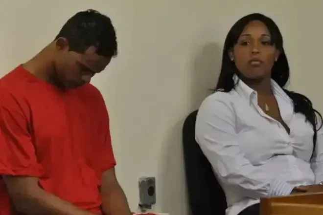 Bruno e Dayanne no início do julgamento sobre a morte de Eliza Samúdio
