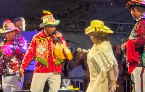 Cantora Alcione cai no palco durante show em São Luís