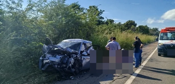 Colisão frontal entre dois carros deixa feridos na BR-343, em Buriti dos Lopes