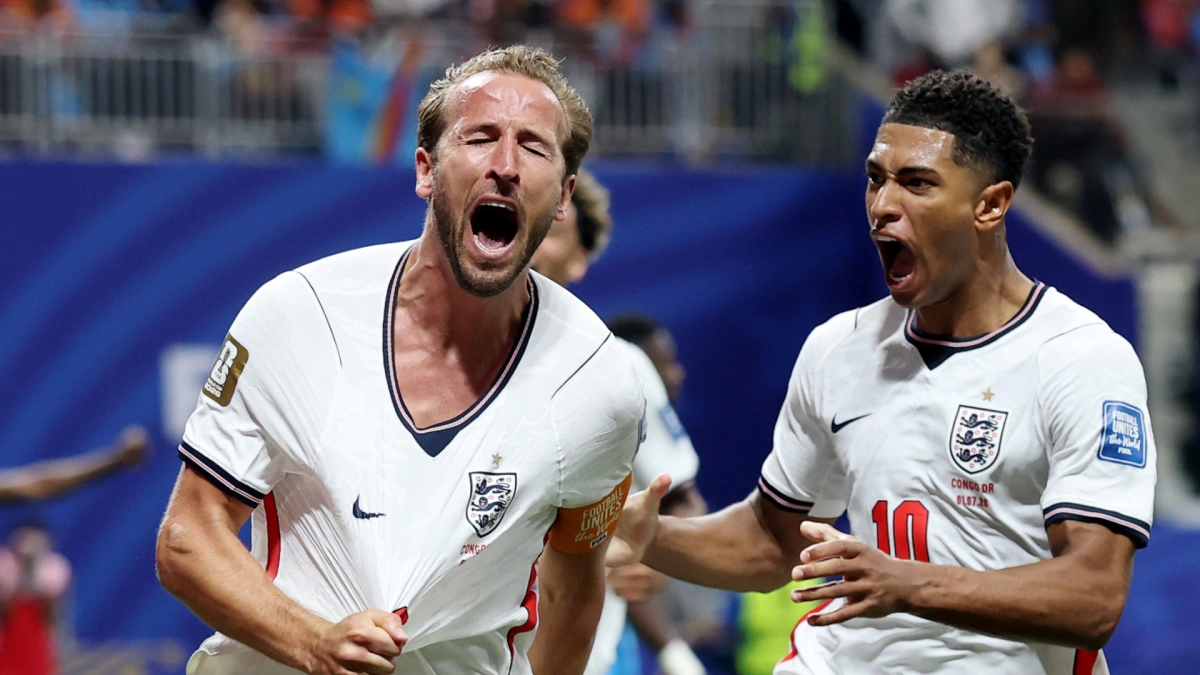 Comemoração de Harry Kane após gol de empate contra RD Congo