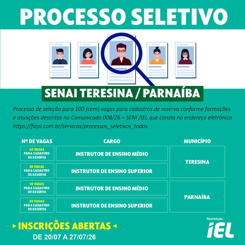 Confira as vagas