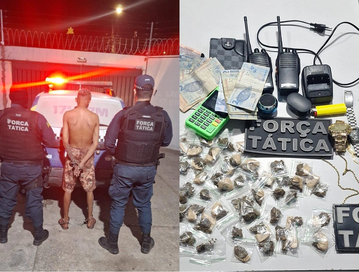 Gabriel Rodrigues foi preso com mais de 50 papelotes de maconha, além de cocaína e crack