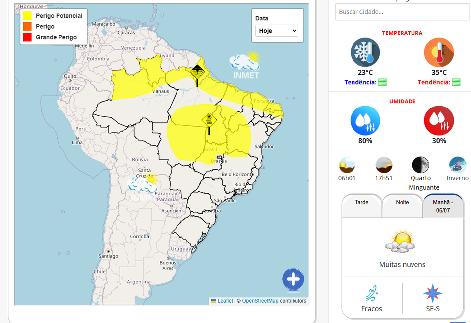 Inmet prevê mudanças no tempo em diferentes regiões