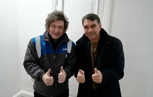 Javier Milei e Flávio Bolsonaro