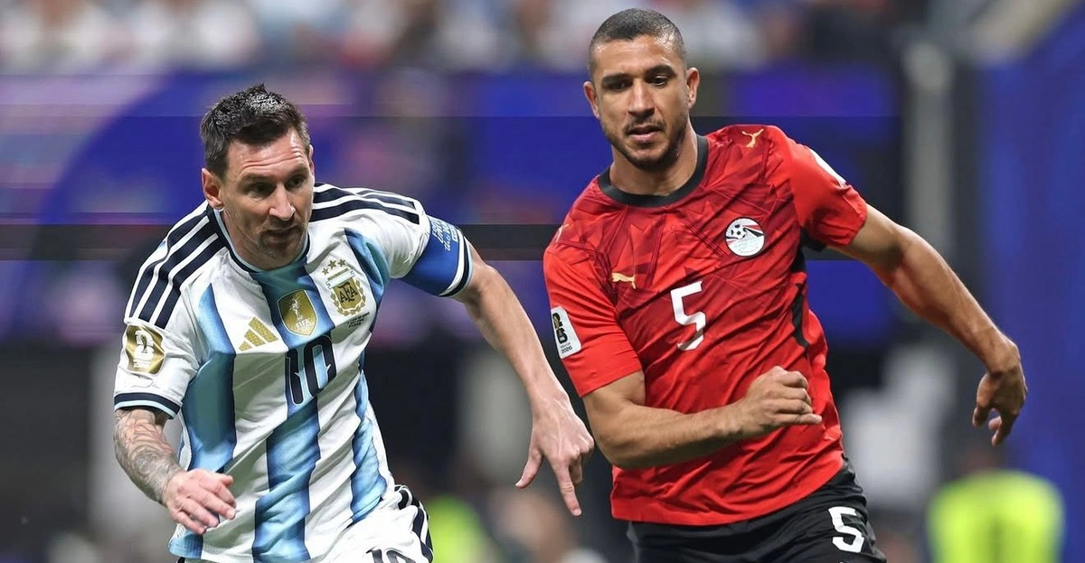 Jogo entre Argentina e Egito pela Copa do Mundo