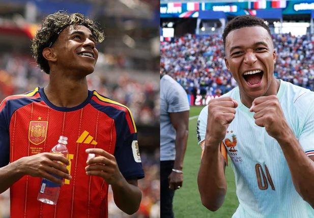 Lamine Yamal, da Espanha, e Kylian Mbappé, da França