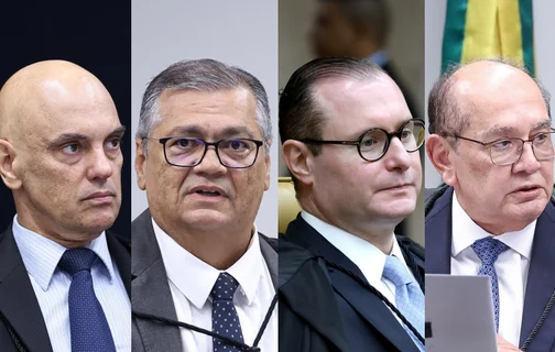 Ministros Alexandre de Moraes, Flávio Dino, Cristiano Zanin e Gilmar Mendes