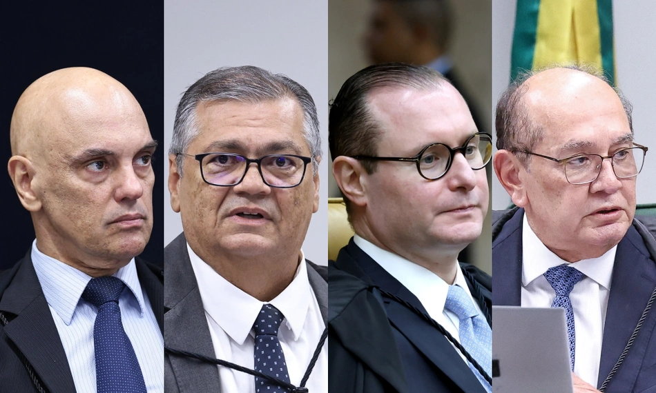 Ministros Alexandre de Moraes, Flávio Dino, Cristiano Zanin e Gilmar Mendes