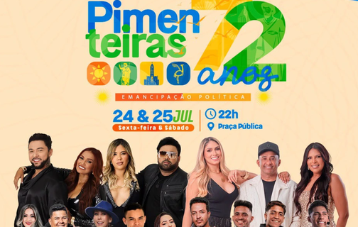 Pimenteiras comemora 72 anos com shows de Malla 100 Alça e Forró Real
