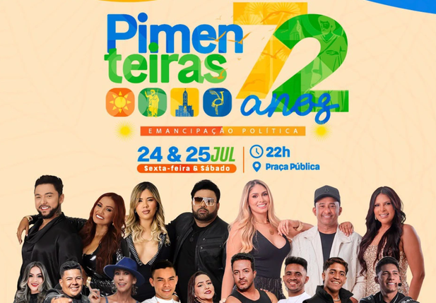 Pimenteiras comemora 72 anos com shows de Malla 100 Alça e Forró Real