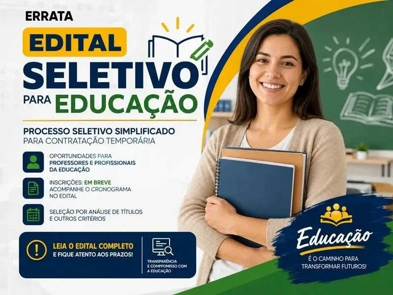 Prefeitura de Cajazeiras do Piauí altera edital de processo seletivo e publica errata