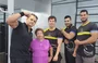 Professores Demóstenes, Germano, Jessi e Bruno com Dona Maria Reis que vai fazer 100 anos