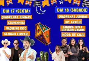 Prefeitura de União divulga programação do XXIV Festival de Folguedos com shows de Noda de Caju e Glauber Ferrari