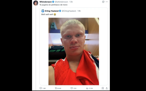 Publicação de Whindersson comparando Luísa Sonza com Haaland