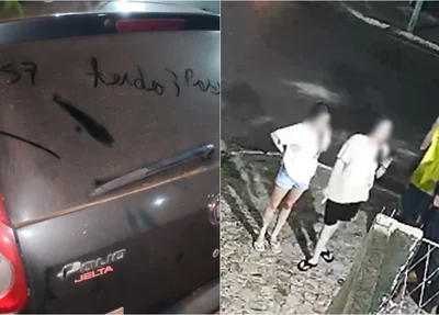 Suspeitos de escreverem ameaças em carro de PM foram identificados