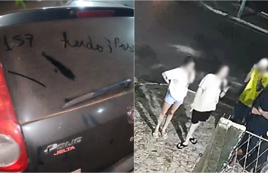 Suspeitos de escreverem ameaças em carro de PM foram identificados