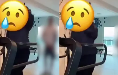 Vídeo gravado pela vítima registrou o momento em que o investigado aparece ao fundo da academia.