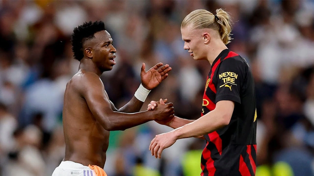 Vinicius Jr e Haaland em disputa do Real Madrid e Manchester City, se enfrentam amanhã pelas oitavas na copa.