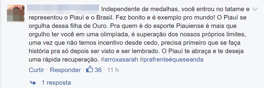 Comentários de apoio à Sarah