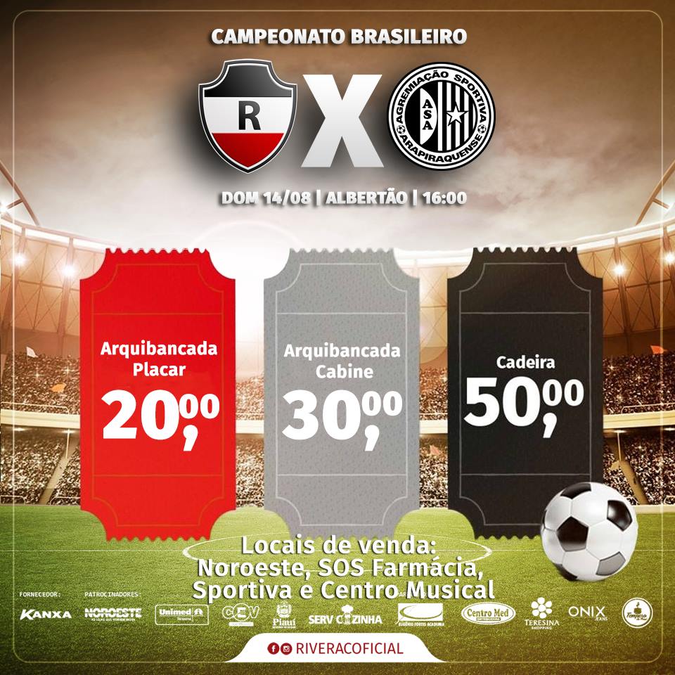 Inicia venda de ingressos para jogo do River e ASA