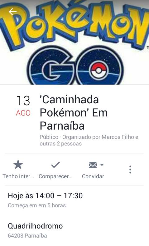 Evento criado no Facebook