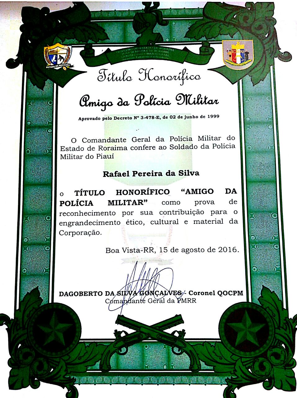 Título Honorífico da PM de Roraima