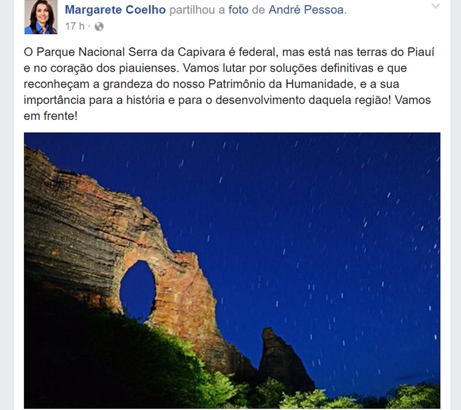 Margarete Coelho defende Parque Serra da Capivara