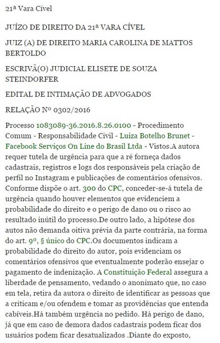 Ação Luiza Brunet
