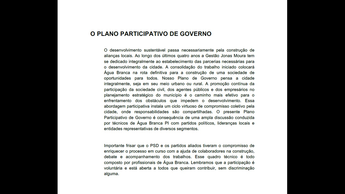 Plano de governo de Jonas Moura  