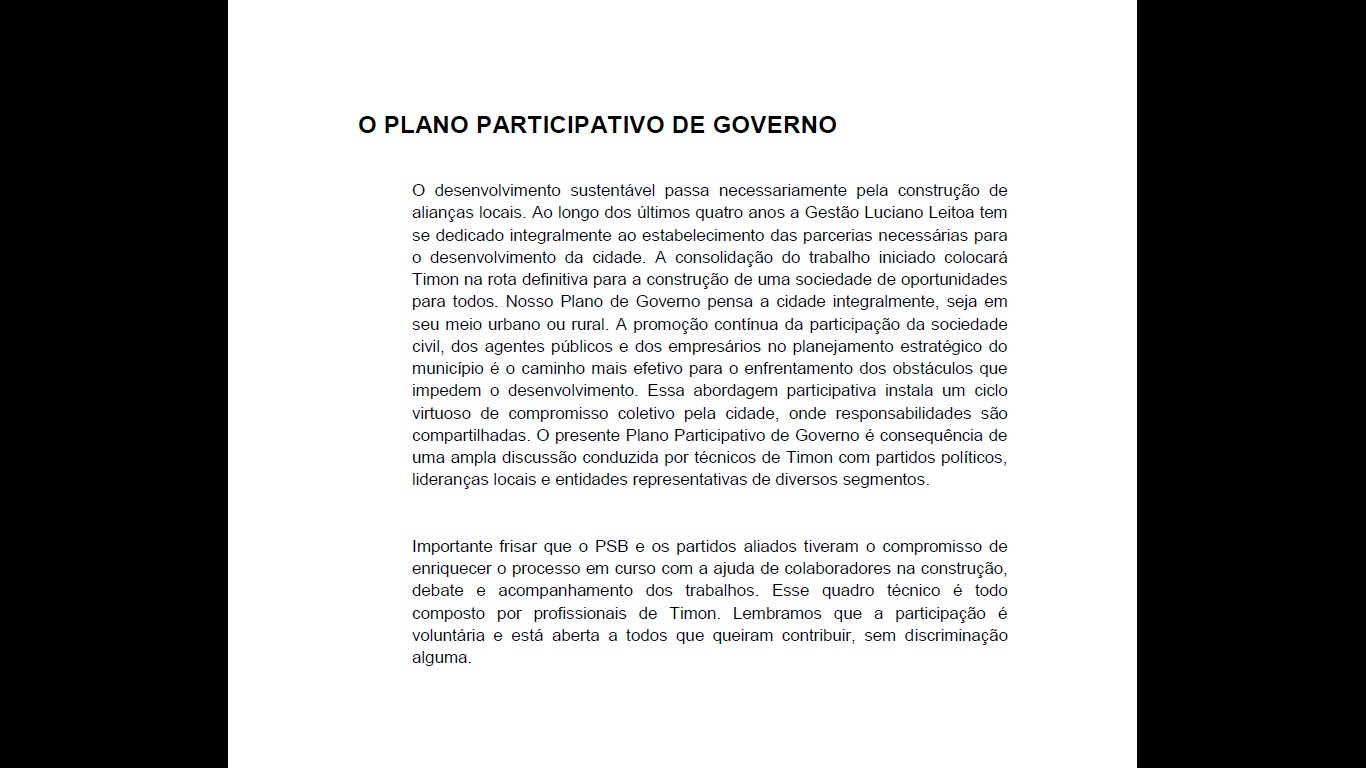Plano de governo de Luciano Leitoa 