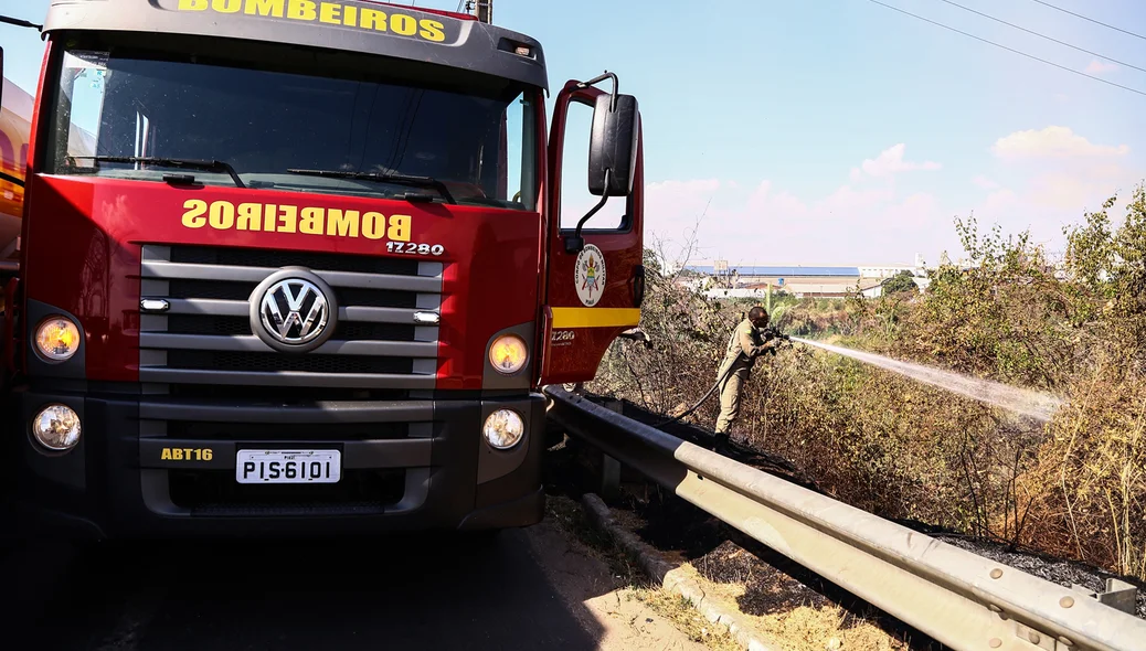 Fogo em matagal atinge BR 343