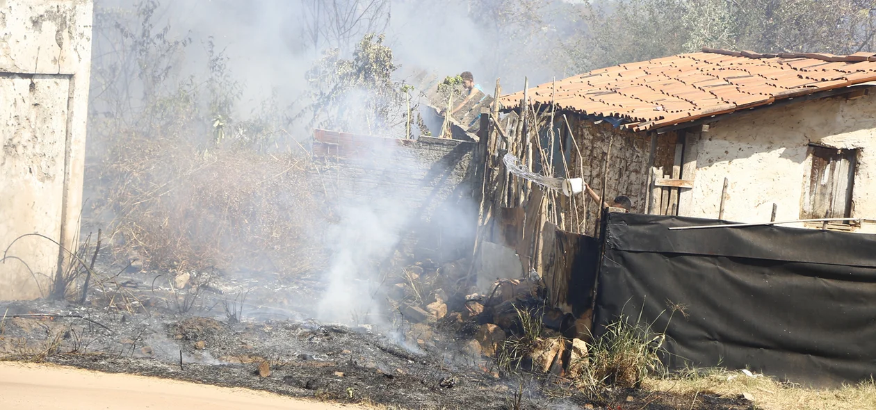 Populares tentando apagar o Incêndio próximo da Avenida dos Ipês