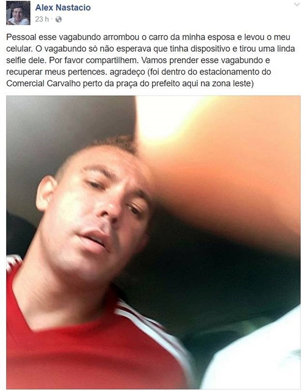 Aplicativo antirroubo flagra suposto ladrão