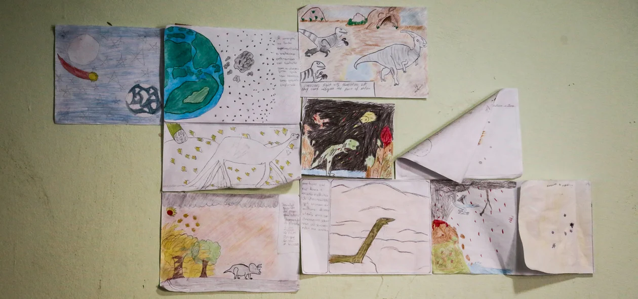 Desenhos feitos pelos aluno do centro de apoio a criança e ao adolescente Dr Onesima 