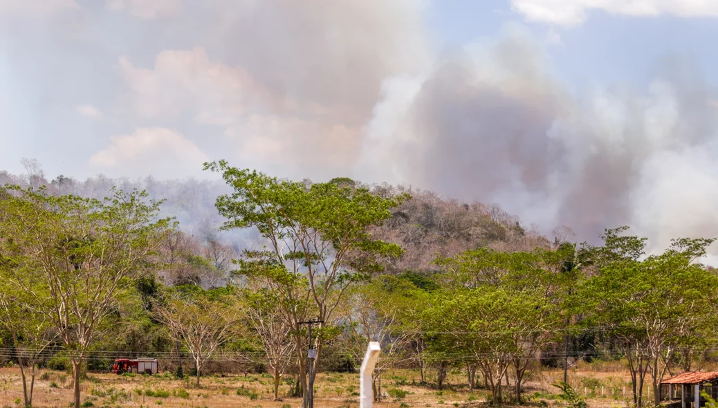 Incêndio de grande proporção nas proximidades da penitenciária Major César