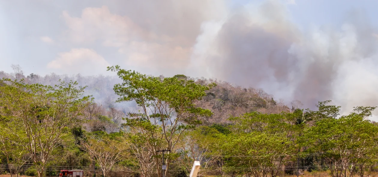 Incêndio de grande proporção nas proximidades da penitenciária Major César