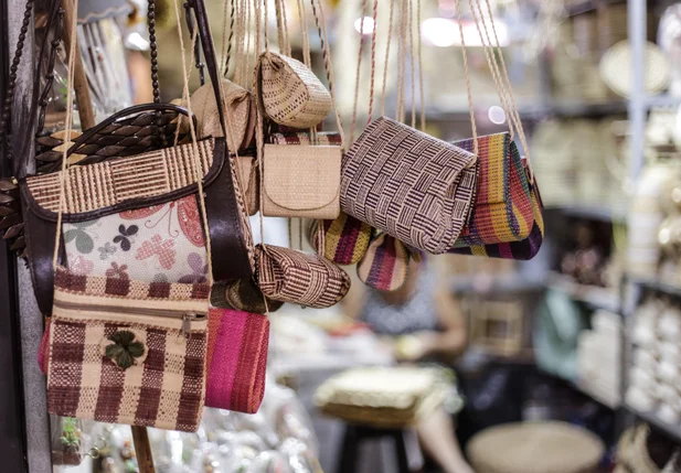 Bolsas artesanais do mercado central em Teresina 