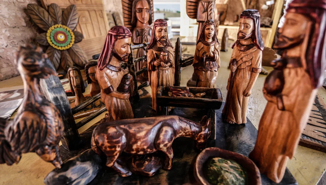 Presépio de natal feito em artesanato