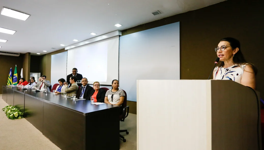 Margarete Coelho durante pronunciamento