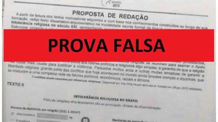 Prova do Enem falsa